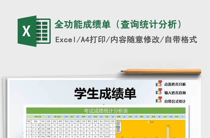 2021年全功能成績(jī)單(查詢統(tǒng)計(jì)分析)