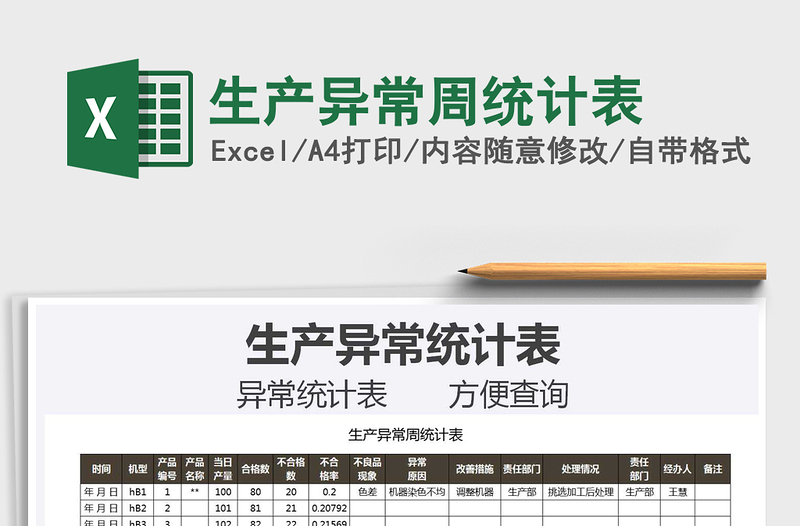 2021年生產(chǎn)異常周統(tǒng)計表