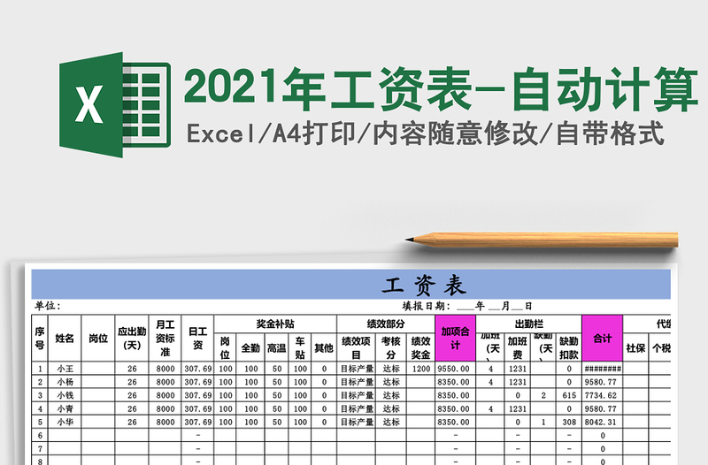 2021年工資表-自動(dòng)計(jì)算