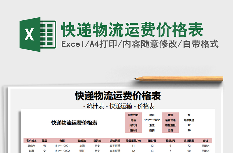 2021年快递物流运费价格表