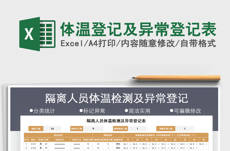 2021年体温登记及异常登记表