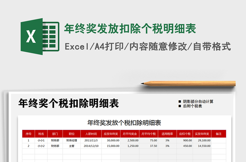 2021年年終獎發(fā)放扣除個稅明細(xì)表