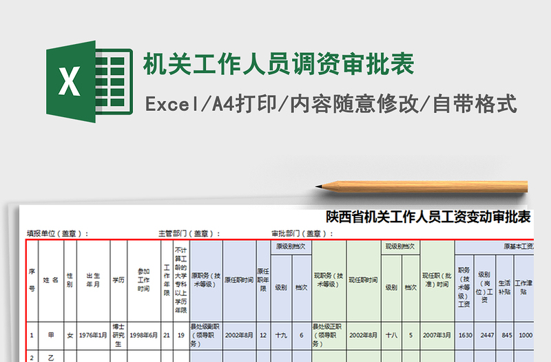 2021年机关工作人员调资审批表