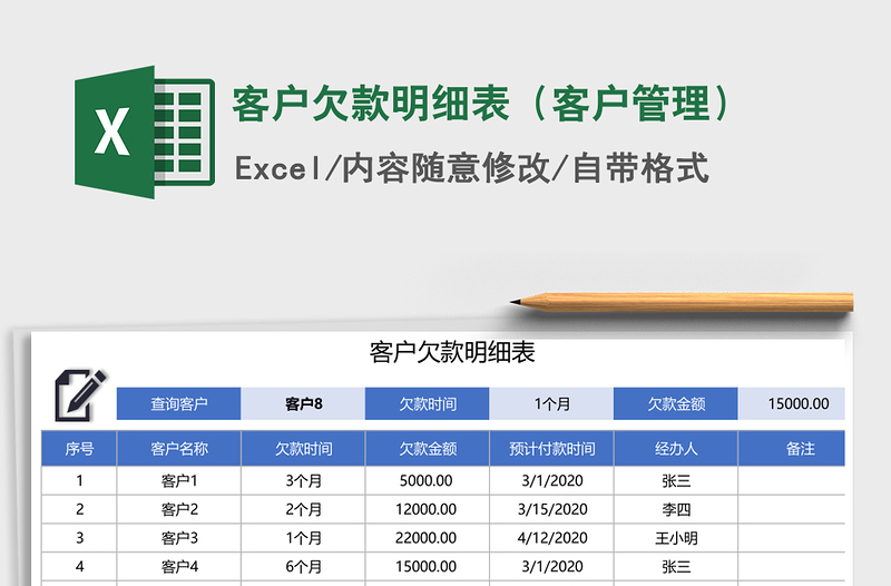 2021年客户欠款明细表（客户管理）