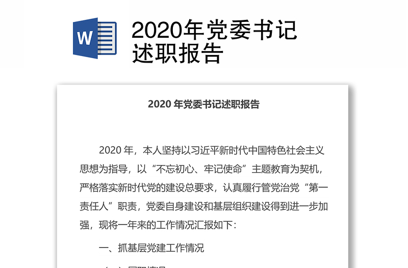 2020年党委书记述职报告
