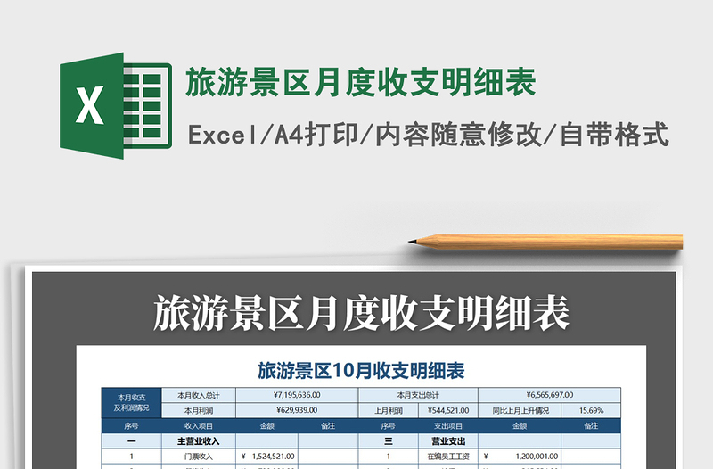 2022年旅游景區(qū)月度收支明細(xì)表