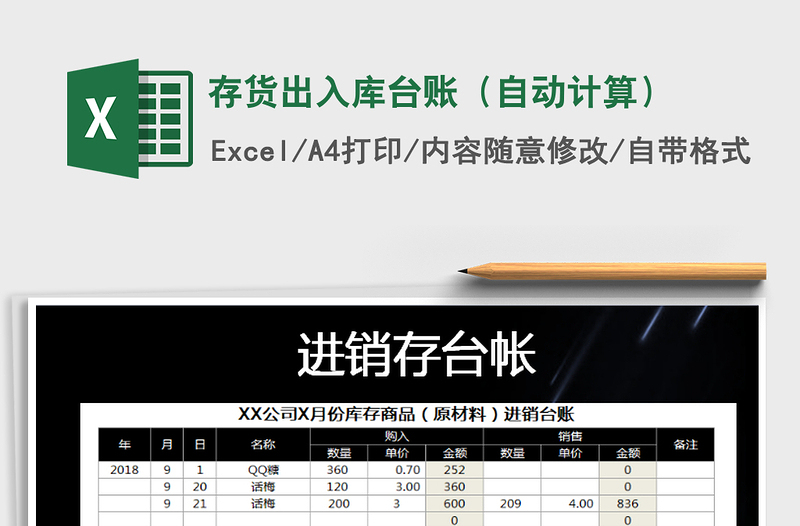 2021年存貨出入庫(kù)臺(tái)賬(自動(dòng)計(jì)算)