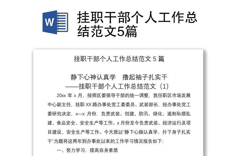 2021掛職干部個人工作總結范文5篇