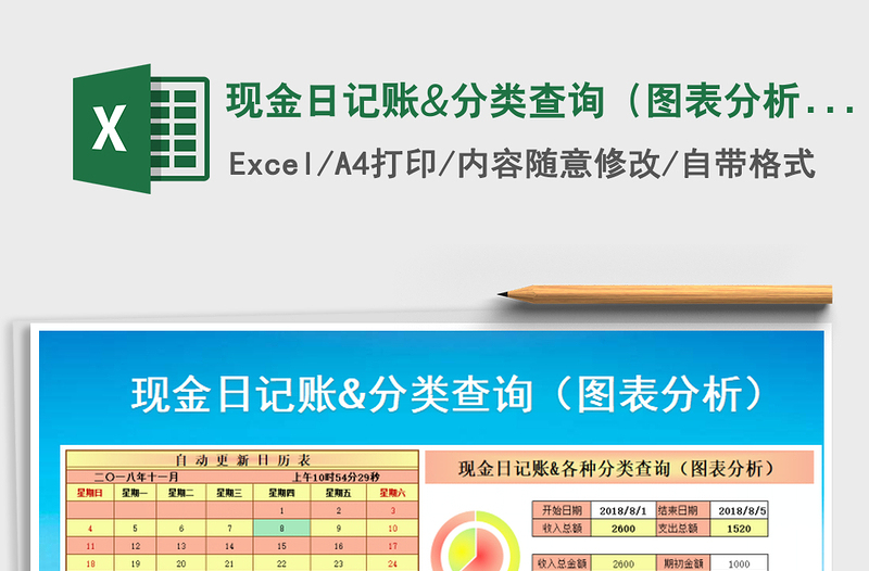 2021年现金日记账&分类查询（图表分析）