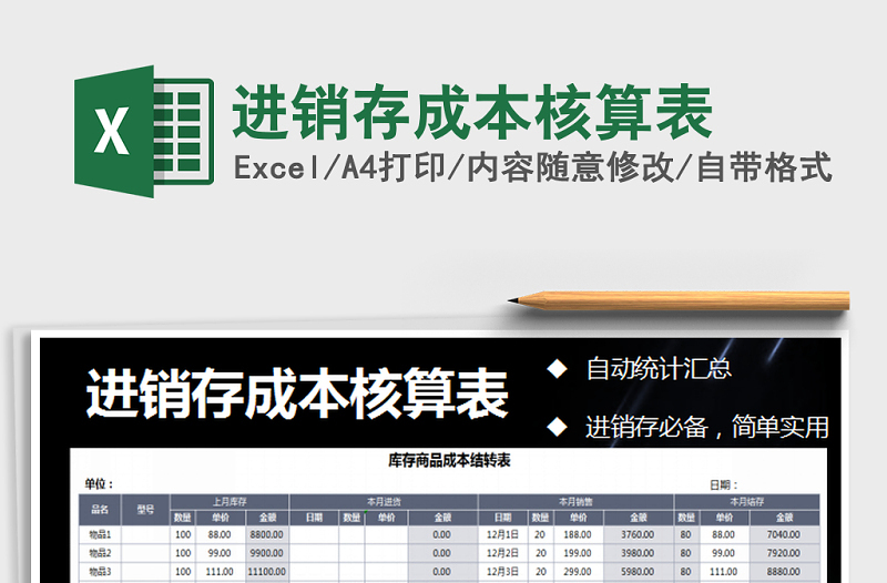 2021年進銷存成本核算表