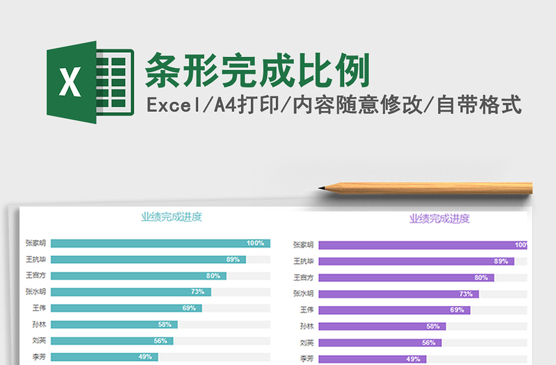 2022条形完成比例免费下载