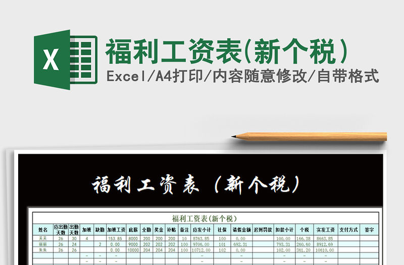 2021年福利工資表(新個稅）