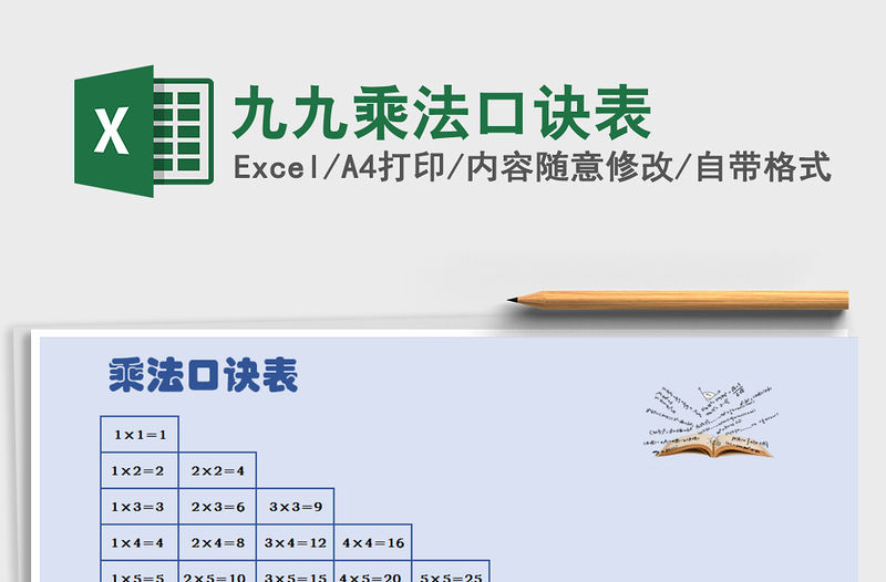 2021年九九乘法口訣表