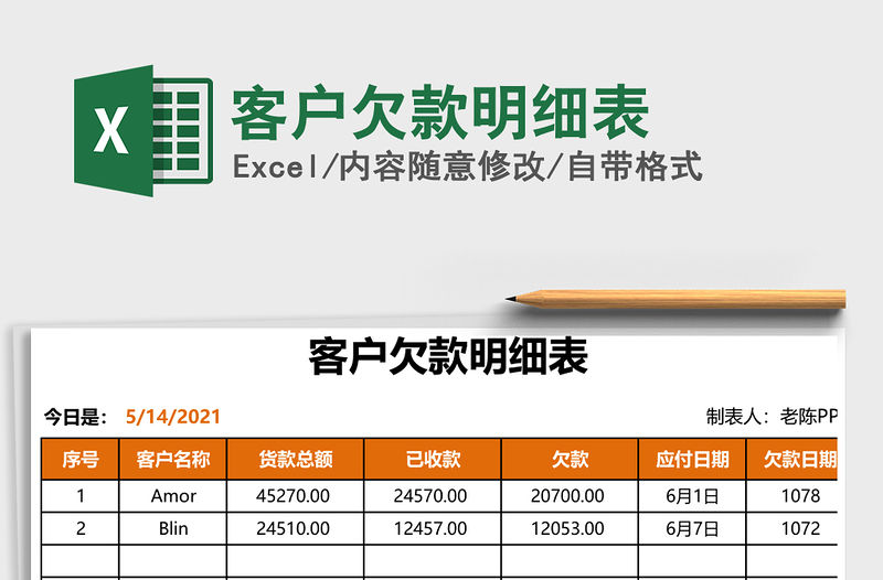 2021年客戶欠款明細(xì)表