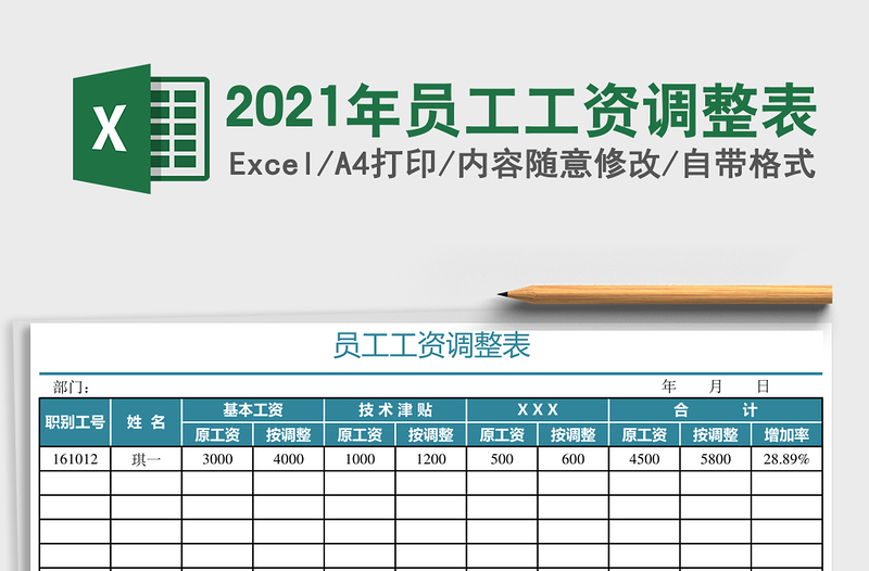 2021年員工工資調(diào)整表