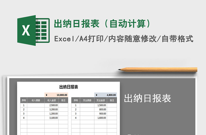 2021年出纳日报表（自动计算）
