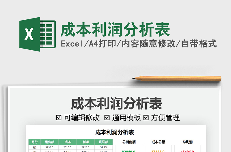 2022成本利潤分析表免費下載