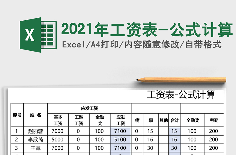 2021年工資表-公式計算