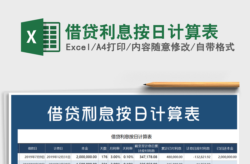 2021年借貸利息按日計(jì)算表