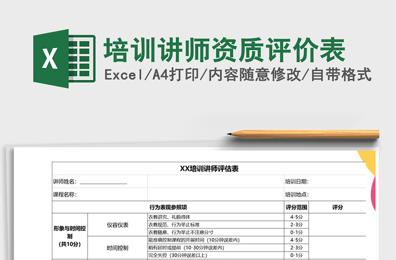 2021年培训讲师资质评价表