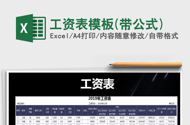 2021年工資表模板(帶公式)