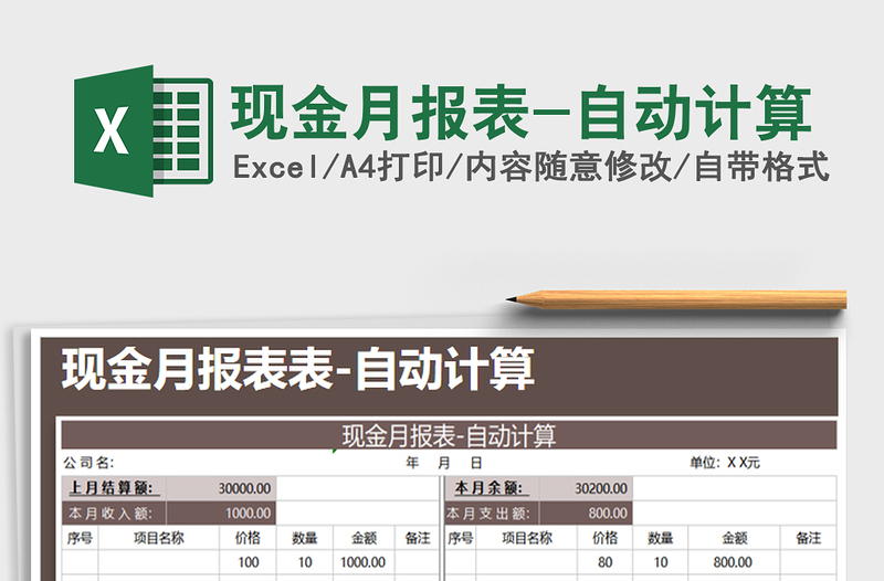2021年現(xiàn)金月報(bào)表-自動(dòng)計(jì)算
