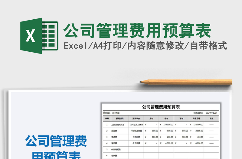 2021年公司管理费用预算表