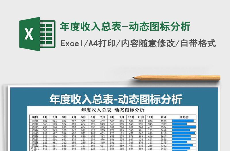 2021年年度收入总表-动态图标分析