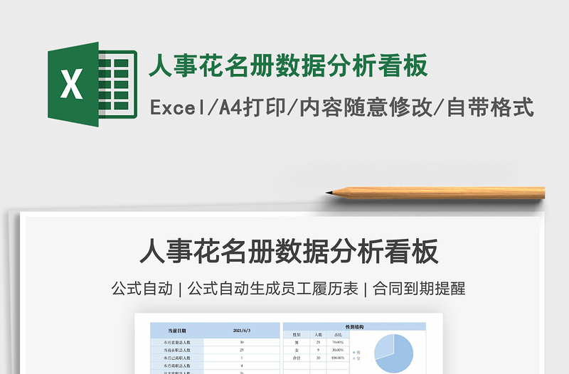 2021人事花名冊(cè)數(shù)據(jù)分析看板免費(fèi)下載