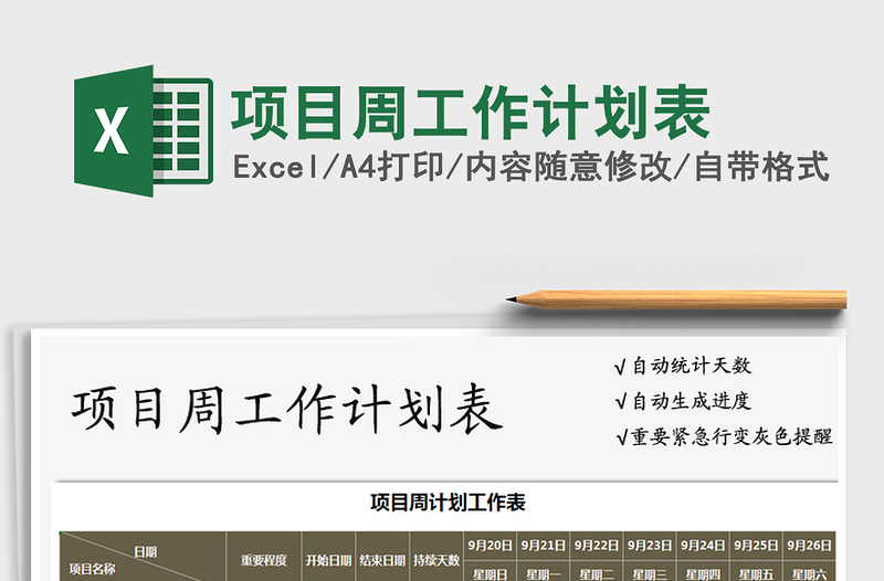 2021年項目周工作計劃表