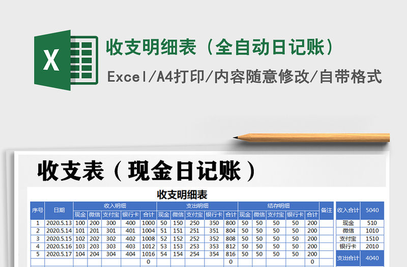 2021年收支明細(xì)表（全自動(dòng)日記賬）
