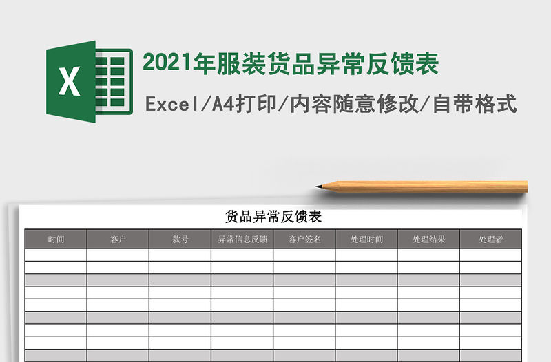 2021年服裝貨品異常反饋表