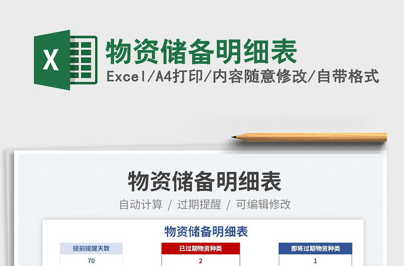 2022物資儲備明細表免費下載