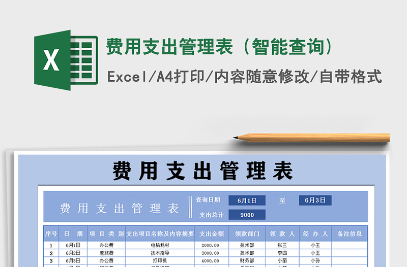 2021年费用支出管理表（智能查询)免费下载