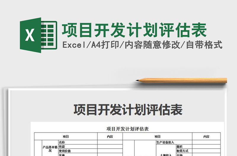 2021年項目開發計劃評估表