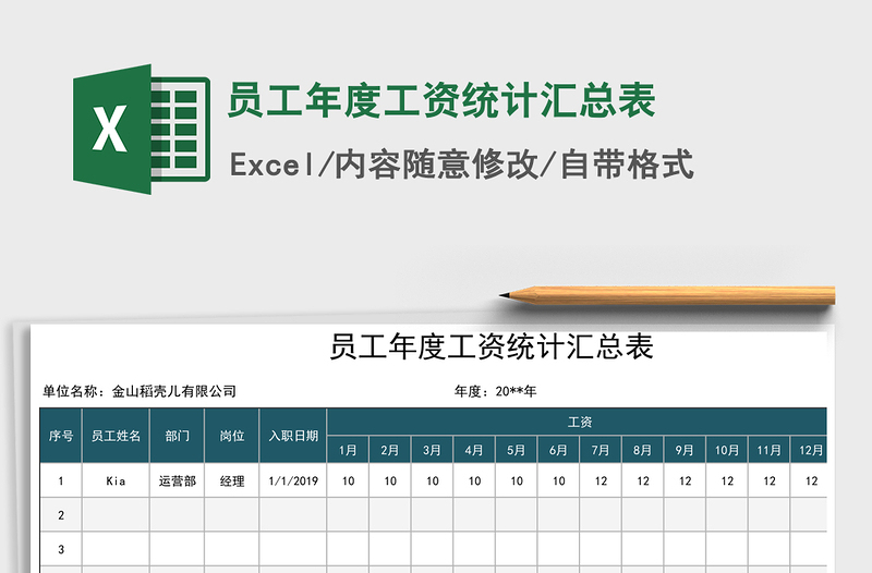 2021年員工年度工資統(tǒng)計(jì)匯總表