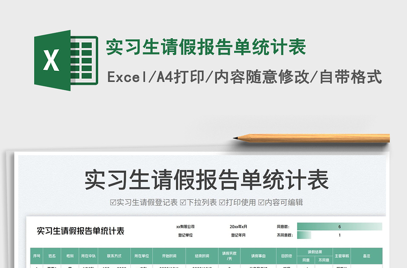 實(shí)習(xí)生請(qǐng)假報(bào)告單統(tǒng)計(jì)表