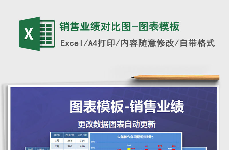 2021年銷售業(yè)績對(duì)比圖-圖表模板