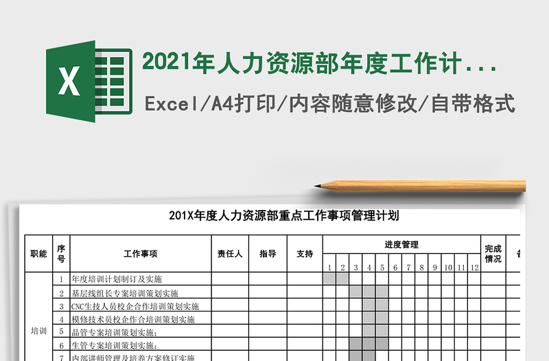 2021年人力資源部年度工作計劃表