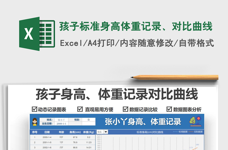 2021孩子標(biāo)準(zhǔn)身高體重記錄、對比曲線免費下載