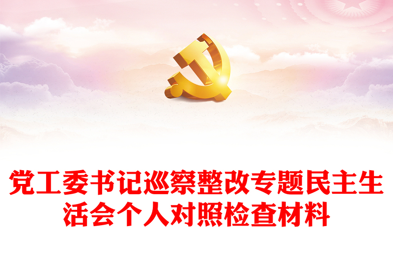 黨工委書記巡察整改專題民主生活會個人對照檢查材料