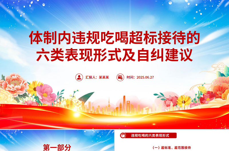 體制內違規吃喝超標接待的六類表現形式及自糾建議PPT課件