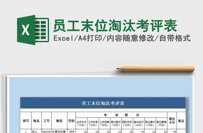 2021年员工末位淘汰考评表