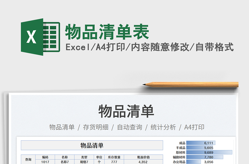 物品清單表