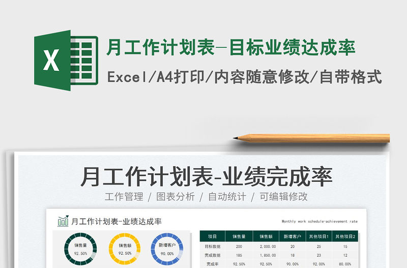 月工作計(jì)劃表-目標(biāo)業(yè)績(jī)達(dá)成率