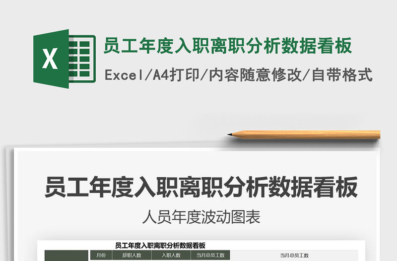 2021年員工年度入職離職分析數據看板