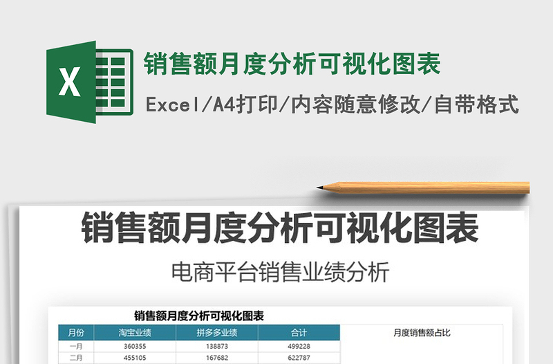 銷售額月度分析可視化圖表免費(fèi)下載