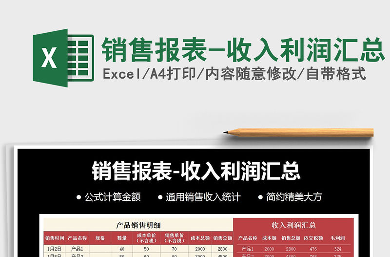 2021年銷售報表-收入利潤匯總