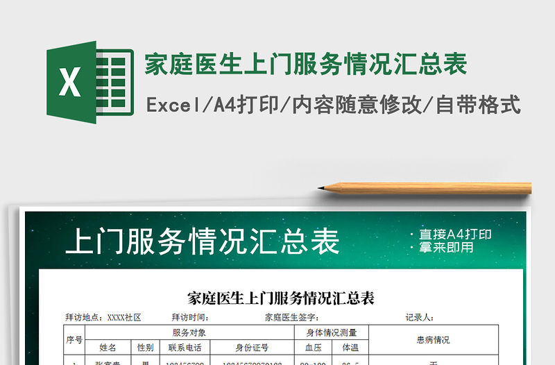 2021年家庭醫(yī)生上門服務(wù)情況匯總表