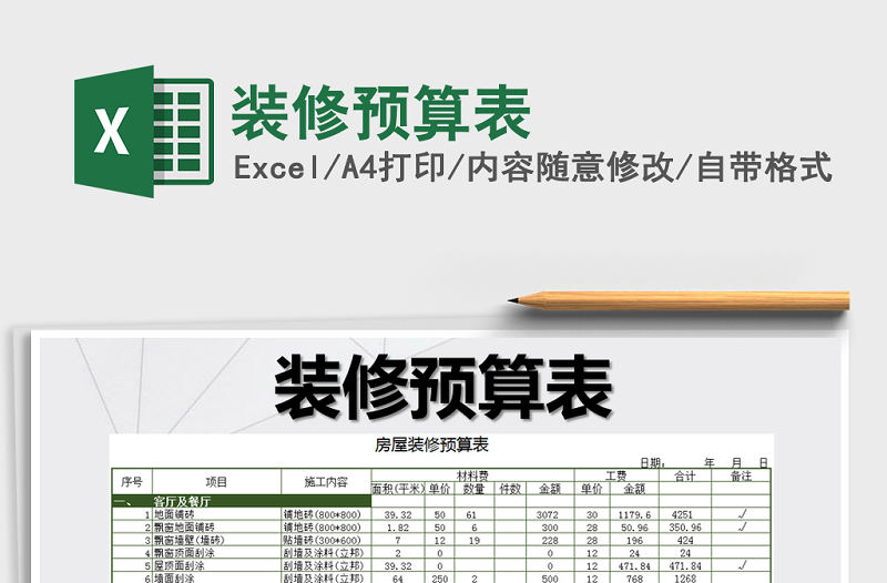 2022年裝修預(yù)算表